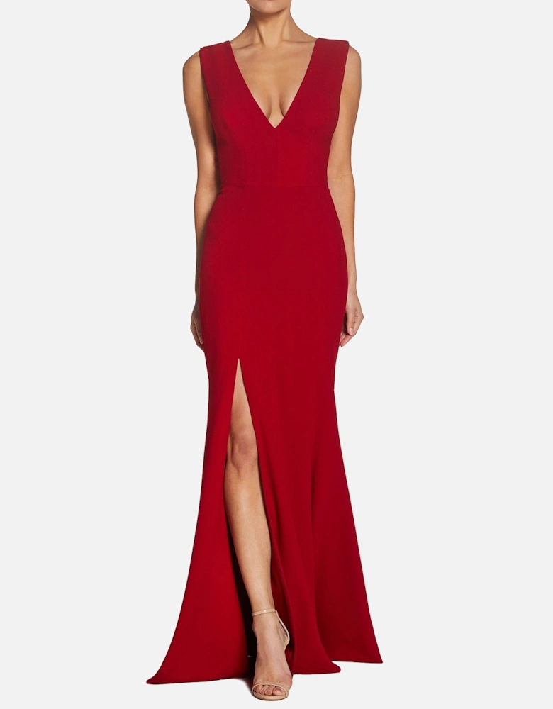 Sandra Plunging V-Neck Mermaid Dress Plain