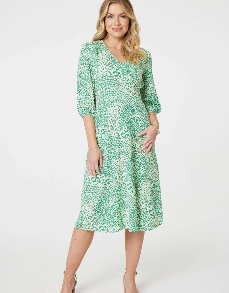 Animal Print Slim Fit Midi Dress