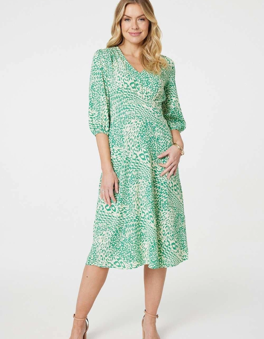 Animal Print Slim Fit Midi Dress, 2 of 1