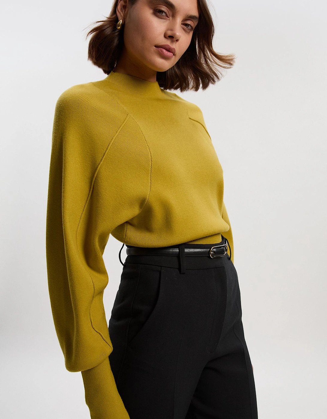 Wool Look Rounded Sleeve Knit Top, 2 of 1