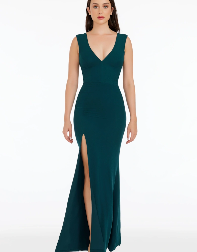 Sandra Plunging V-Neck Mermaid Dress Plain