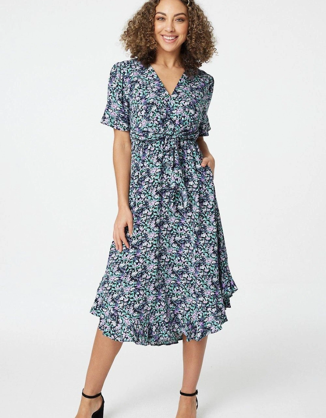 Floral Drop Hem Midi Tea Dress, 2 of 1