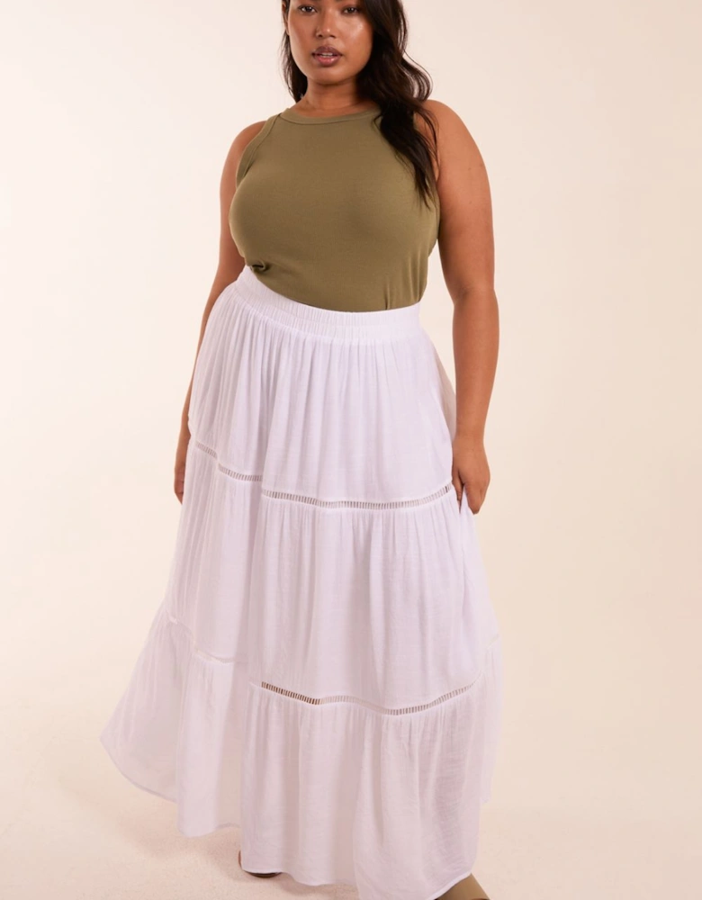 Curve Ladder Trim Midi Skirt