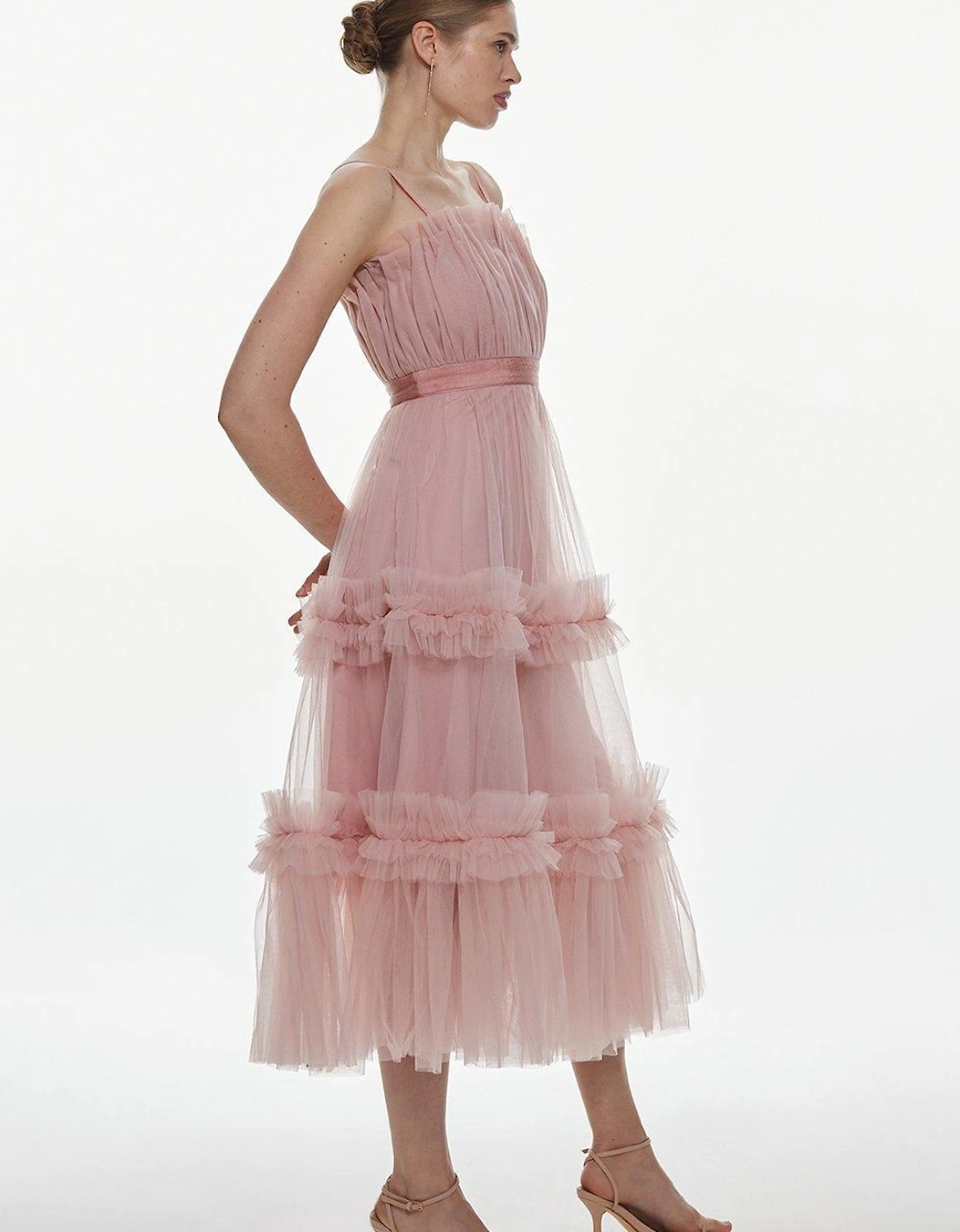 Tulle Bandeau Tiered Midi Dress, 2 of 1