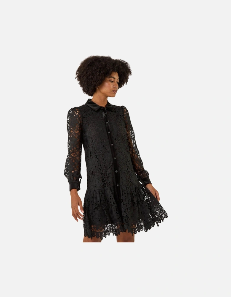Premium Velvet Trim Shirt Dress