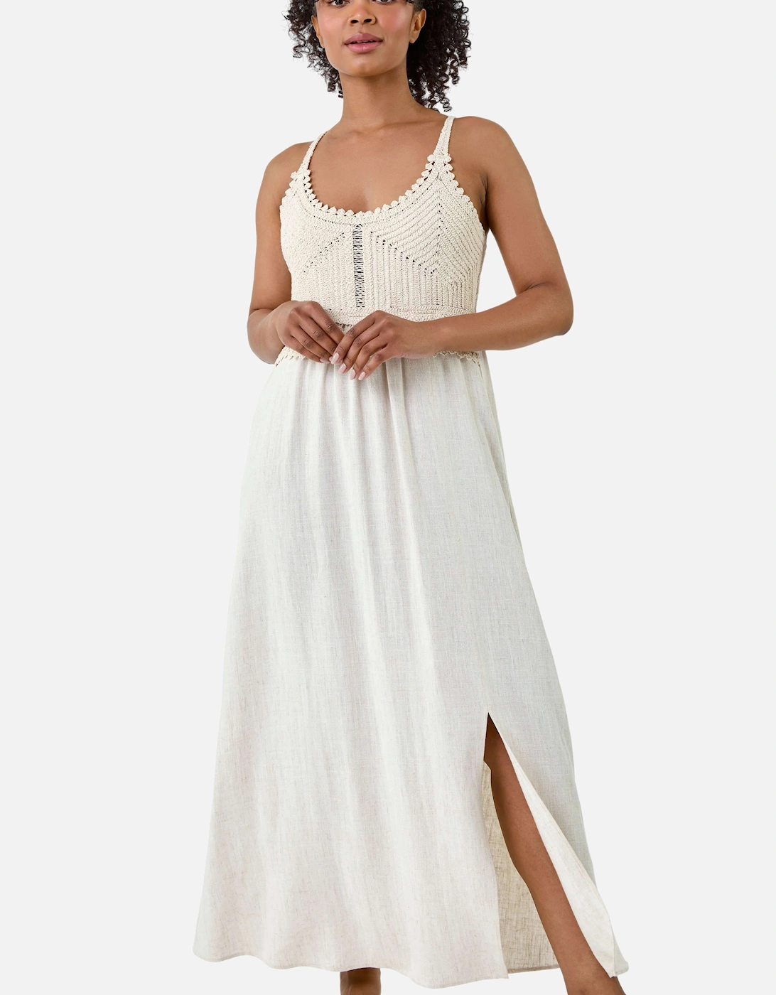 Petite Crochet Bodice Cotton Maxi Dress, 2 of 1