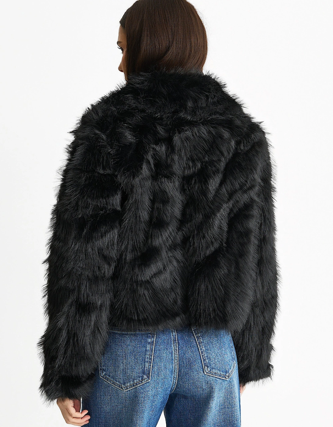 Black Faux fur lapel Short jacket