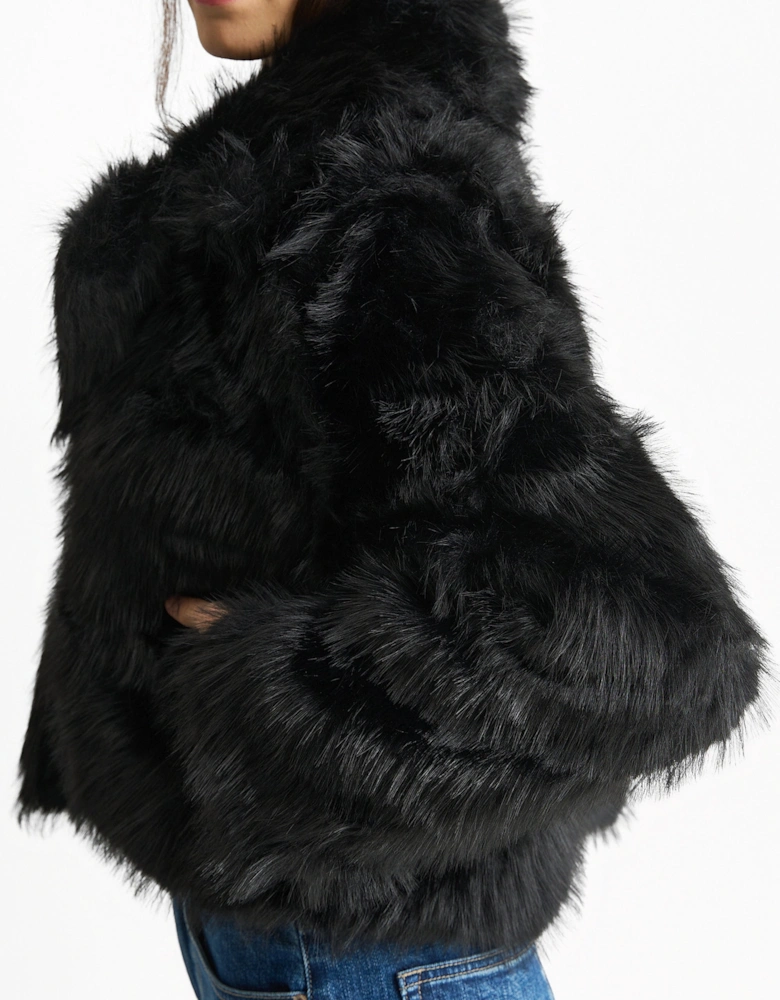 Black Faux fur lapel Short jacket