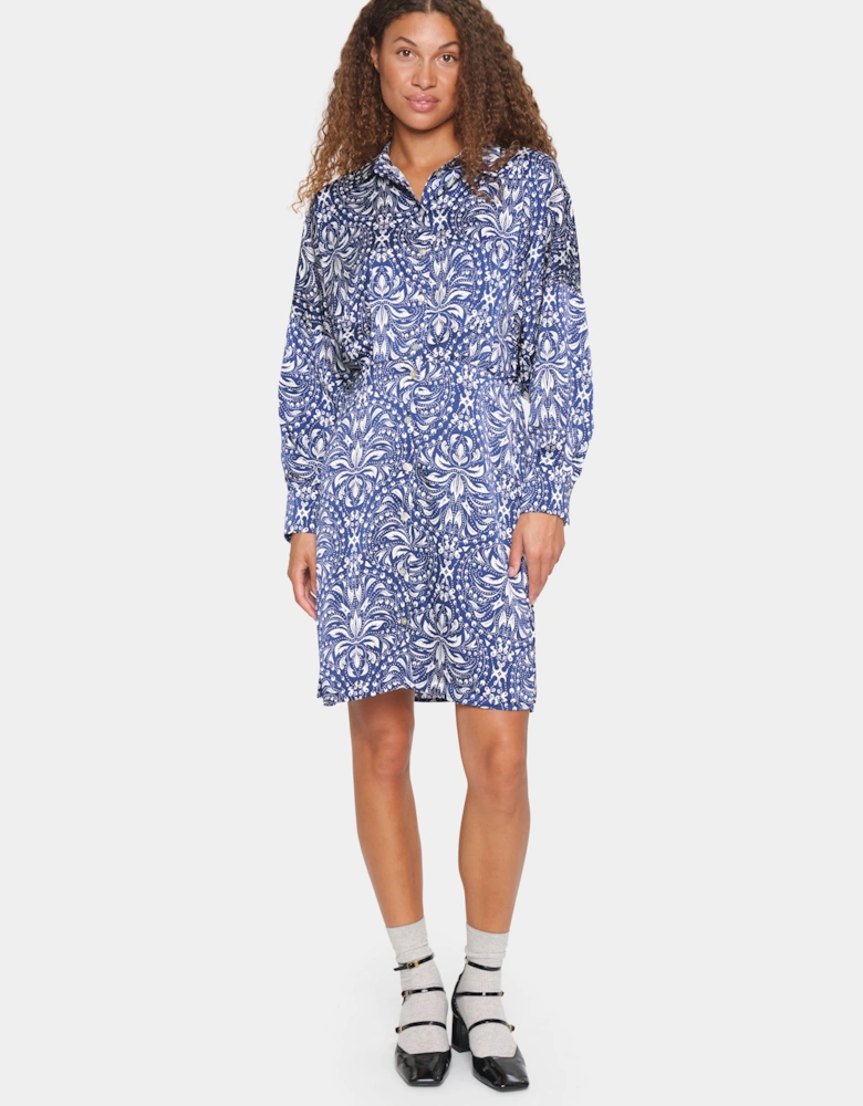 ImenaSZ Above Knee Printed Shirt Dress