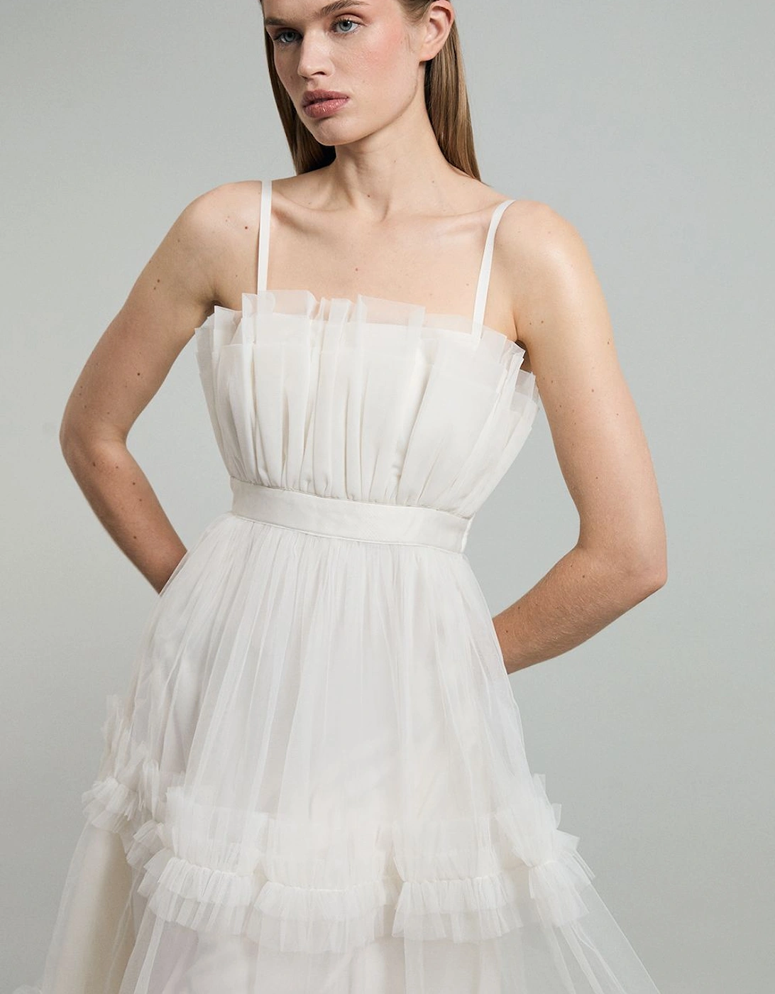 Tulle Bandeau Tiered Midi Dress, 2 of 1