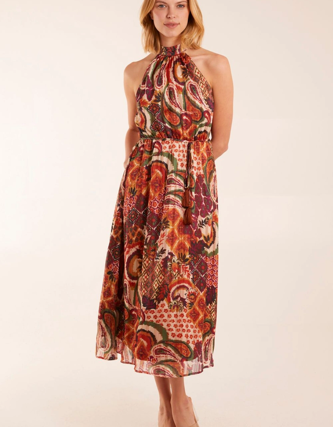 Halter Neck Tassle Detail Midi Dress, 2 of 1