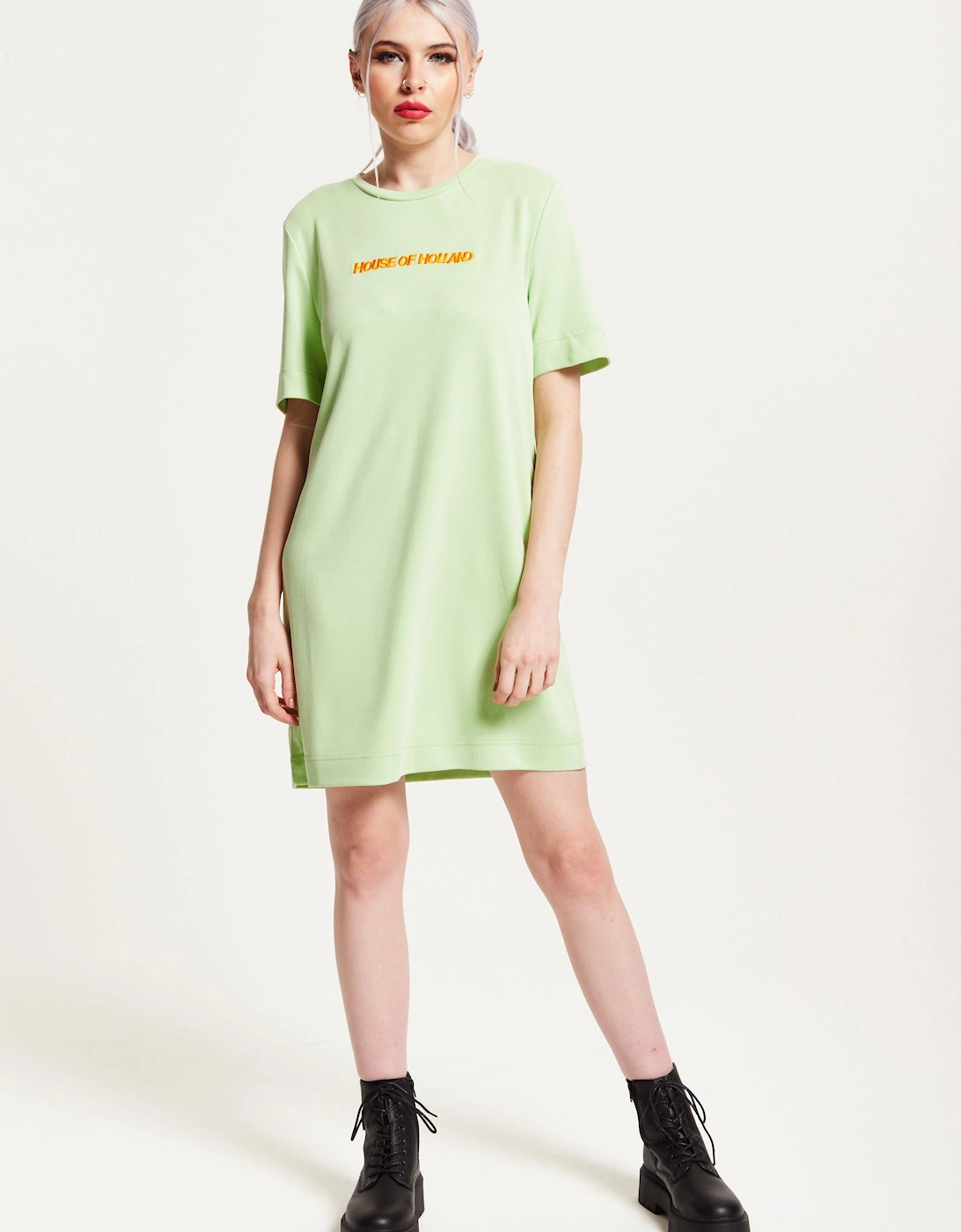 Sage Tencel T-Shirt Dress With Logo Embroidery, 2 of 1