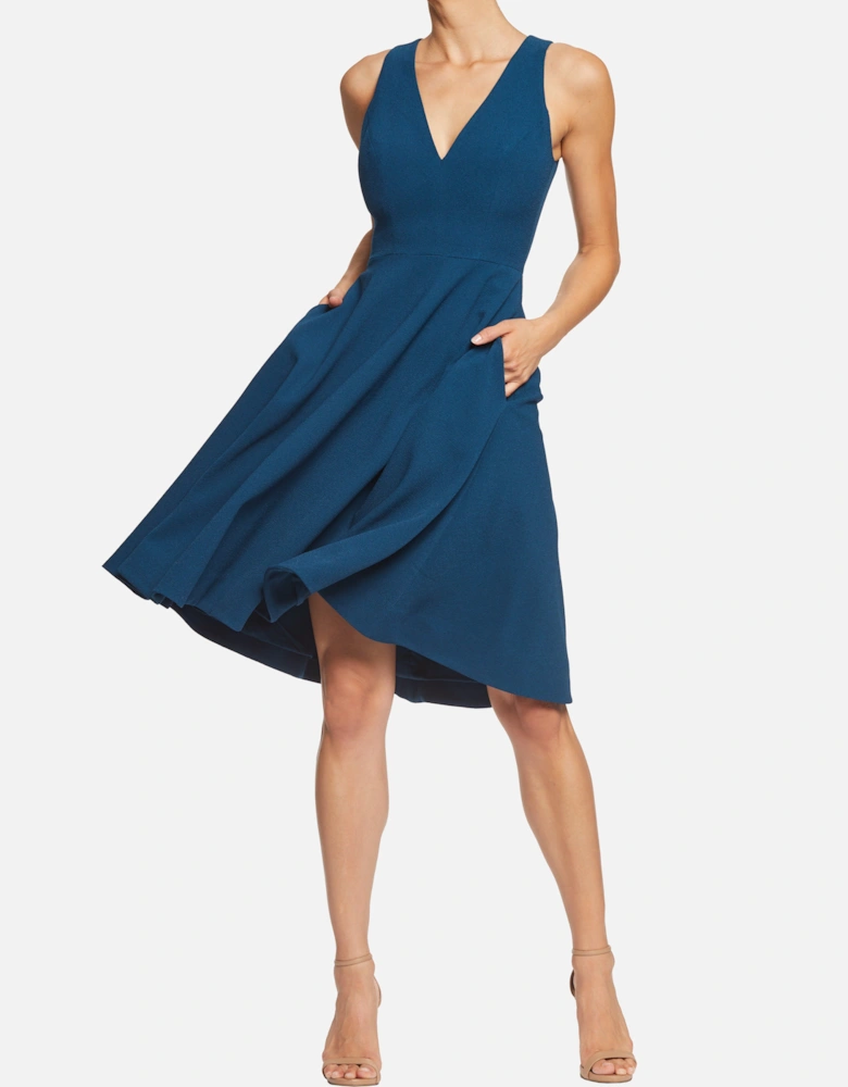 Catalina Plunging V-neck , A Line Midi Plain