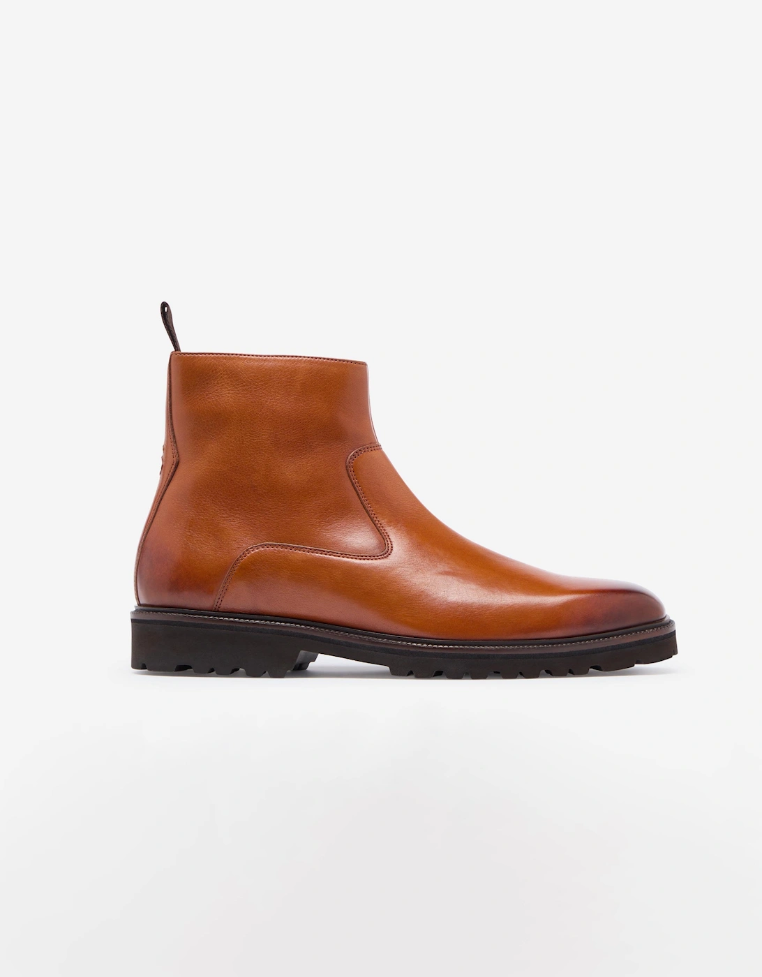 Swanley Mens Milled Calf Leather Zip Boots - Tan, 6 of 5