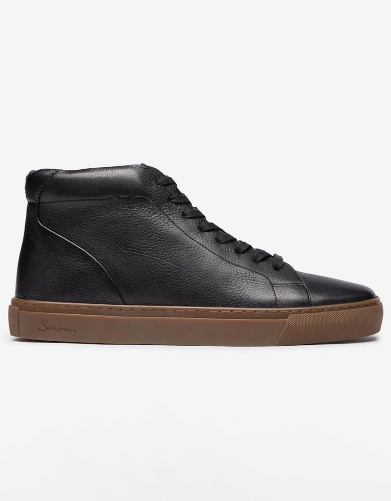 Laxey Mens Soft-Milled Calf Leather Hi-Tops - Black