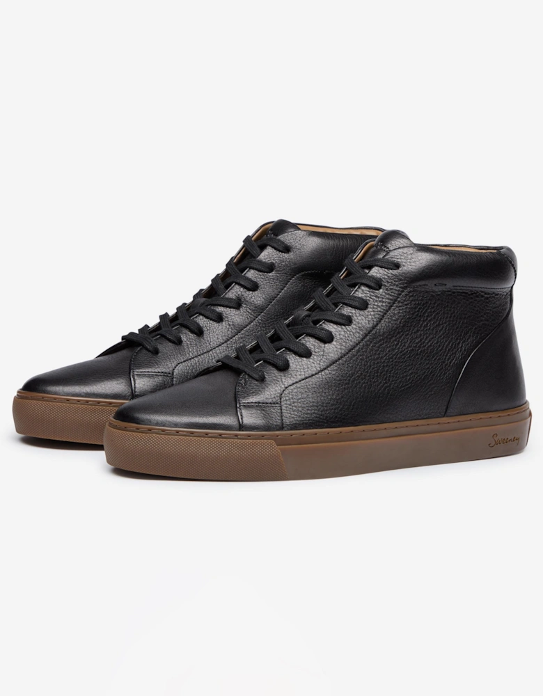 Laxey Mens Soft-Milled Calf Leather Hi-Tops - Black