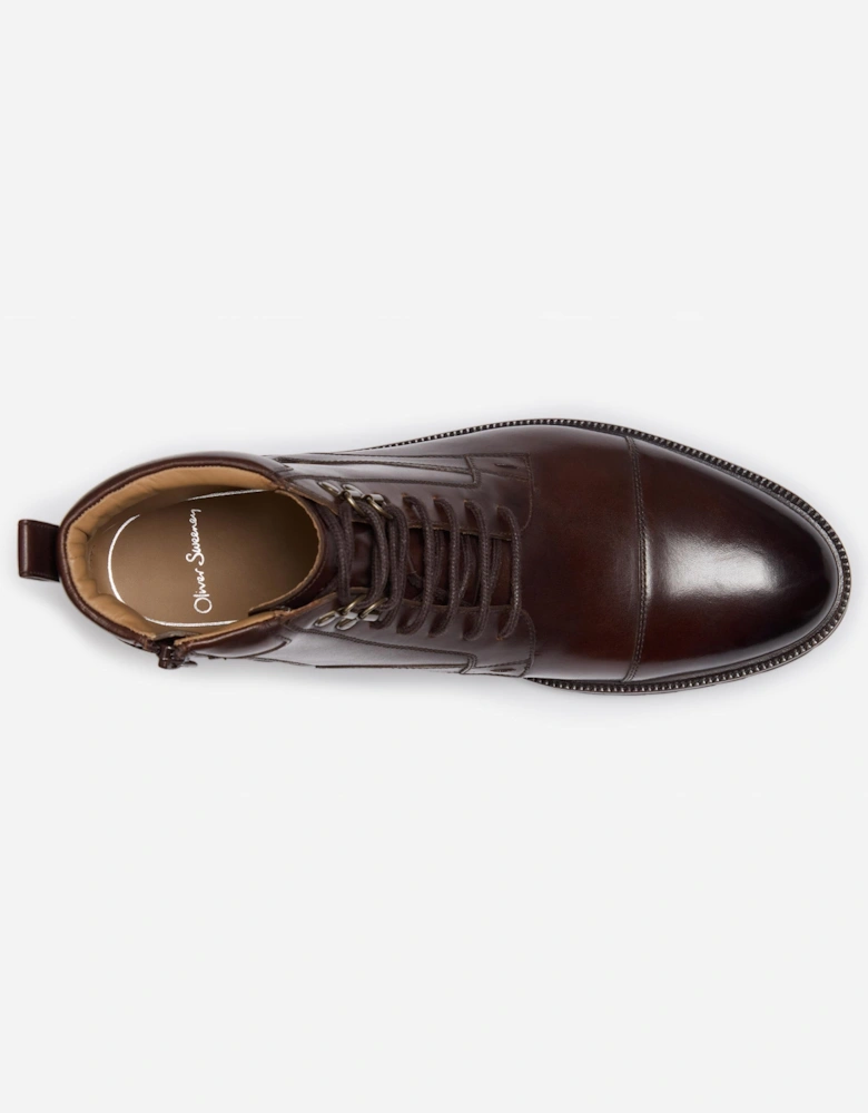 Runcorn Mens Antiqued Calf Leather Brogue Boots -  Brown