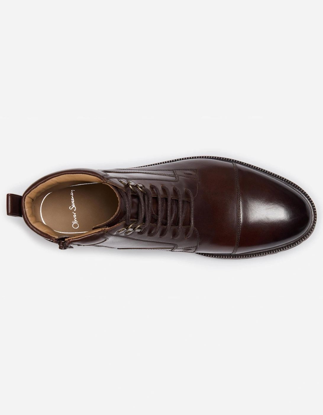 Runcorn Mens Antiqued Calf Leather Brogue Boots -  Brown