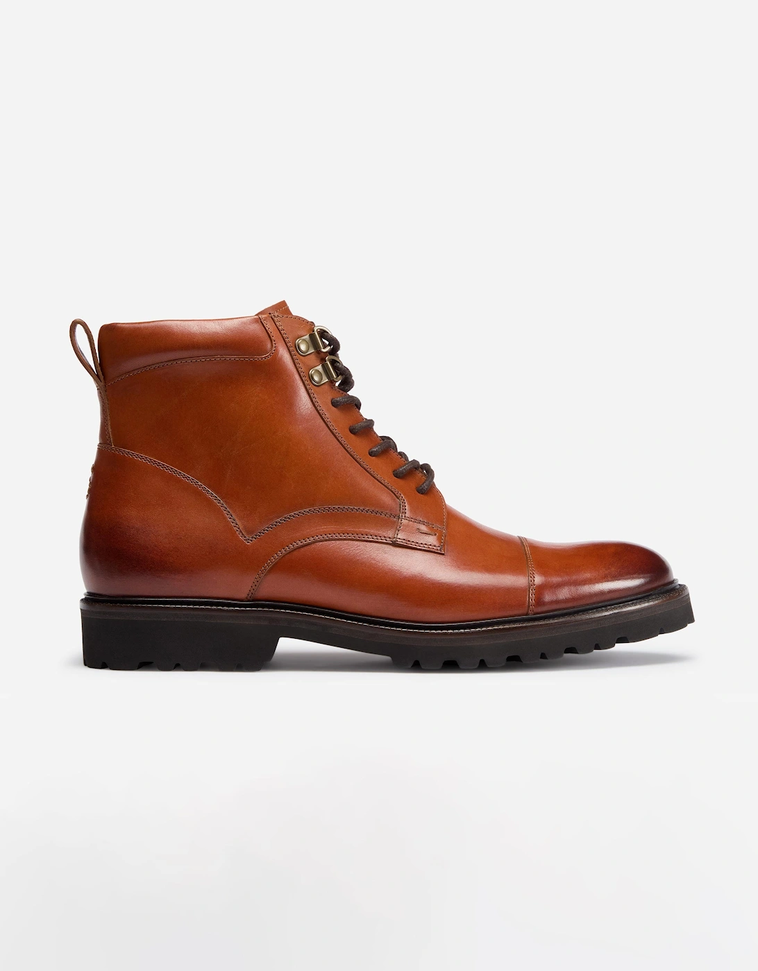 Runcorn Mens Antiqued Calf Leather Brogue Boots - Tan, 6 of 5