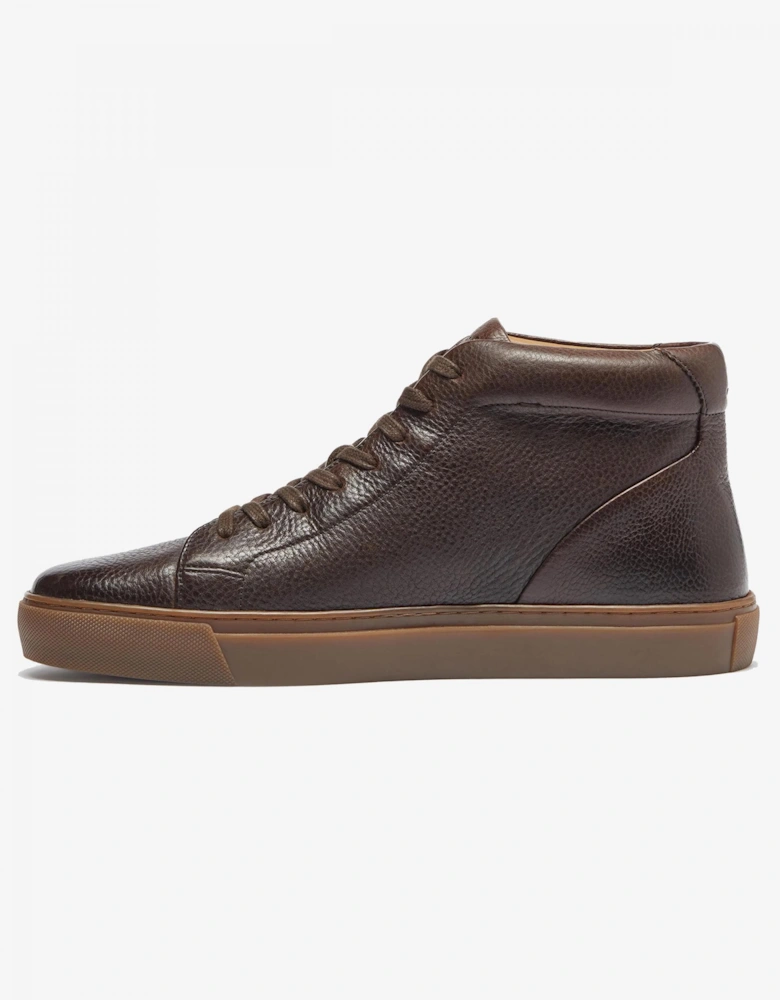 Laxey Mens Soft-Milled Calf Leather Hi-Tops - Chocolate
