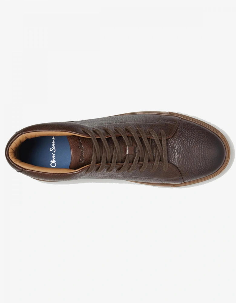 Laxey Mens Soft-Milled Calf Leather Hi-Tops - Chocolate