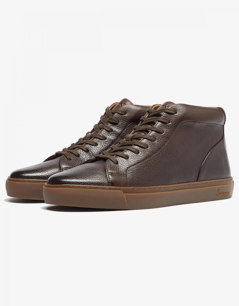 Laxey Mens Soft-Milled Calf Leather Hi-Tops - Chocolate