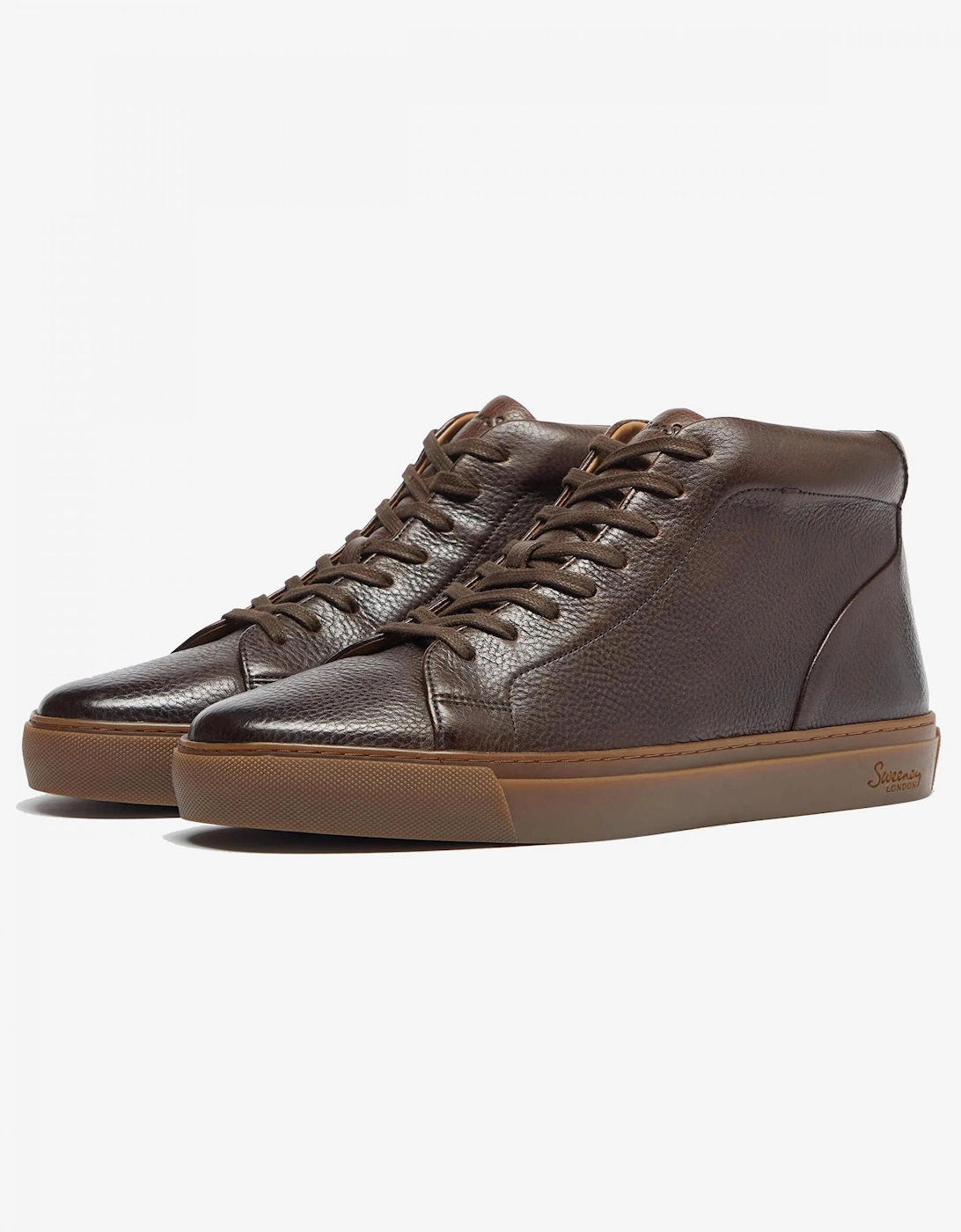 Laxey Mens Soft-Milled Calf Leather Hi-Tops - Chocolate