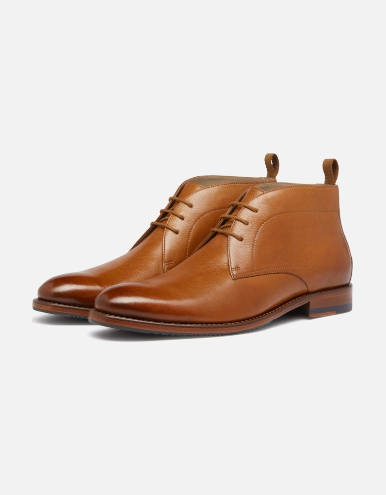 Farleton Mens Milled Leather Chukka Boots - Light Tan