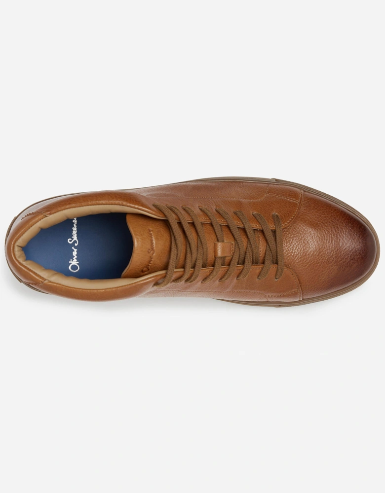 Laxey Mens Soft-Milled Calf Leather Hi-Tops - Tan