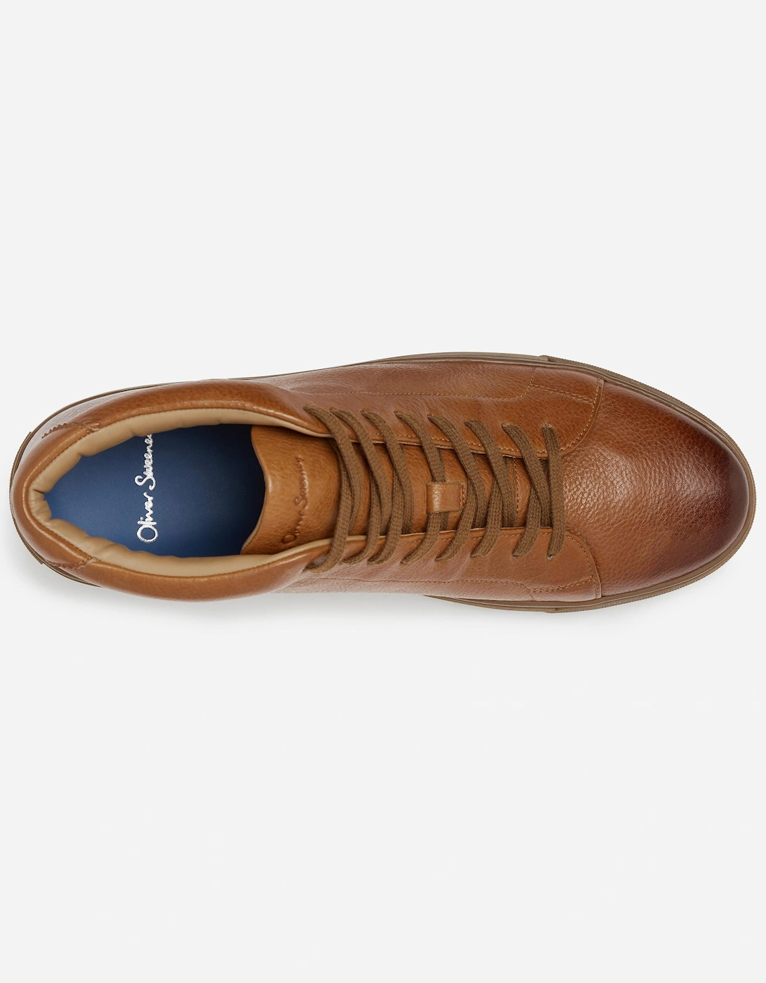 Laxey Mens Soft-Milled Calf Leather Hi-Tops - Tan