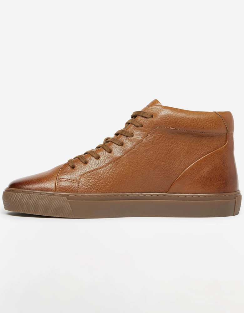 Laxey Mens Soft-Milled Calf Leather Hi-Tops - Tan