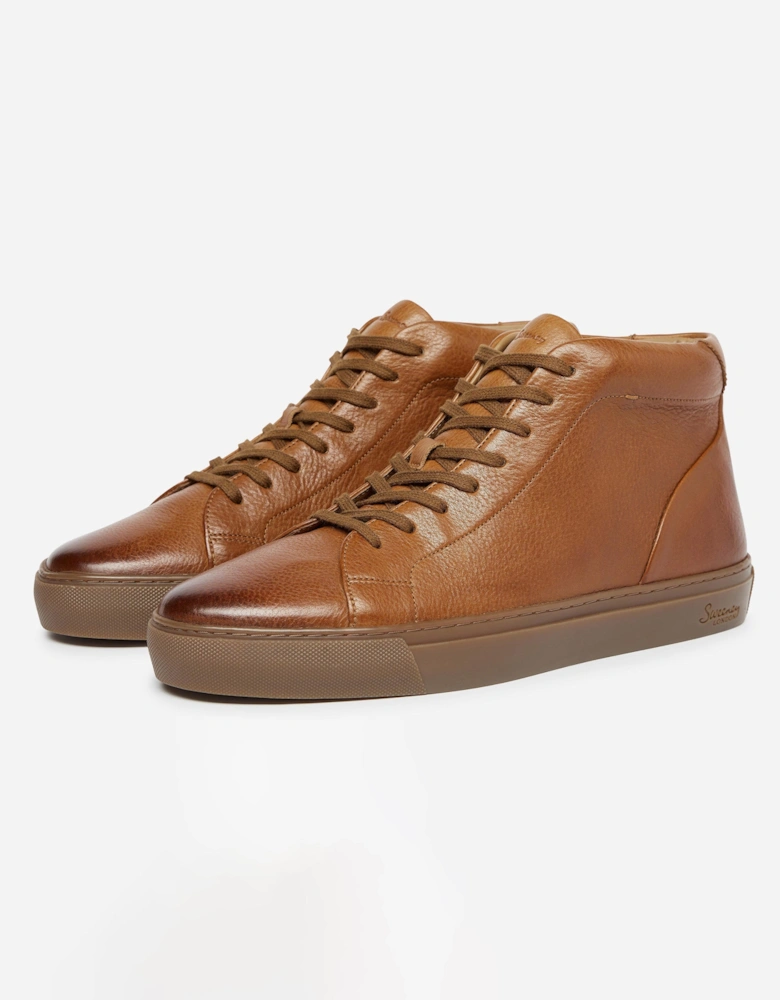 Laxey Mens Soft-Milled Calf Leather Hi-Tops - Tan