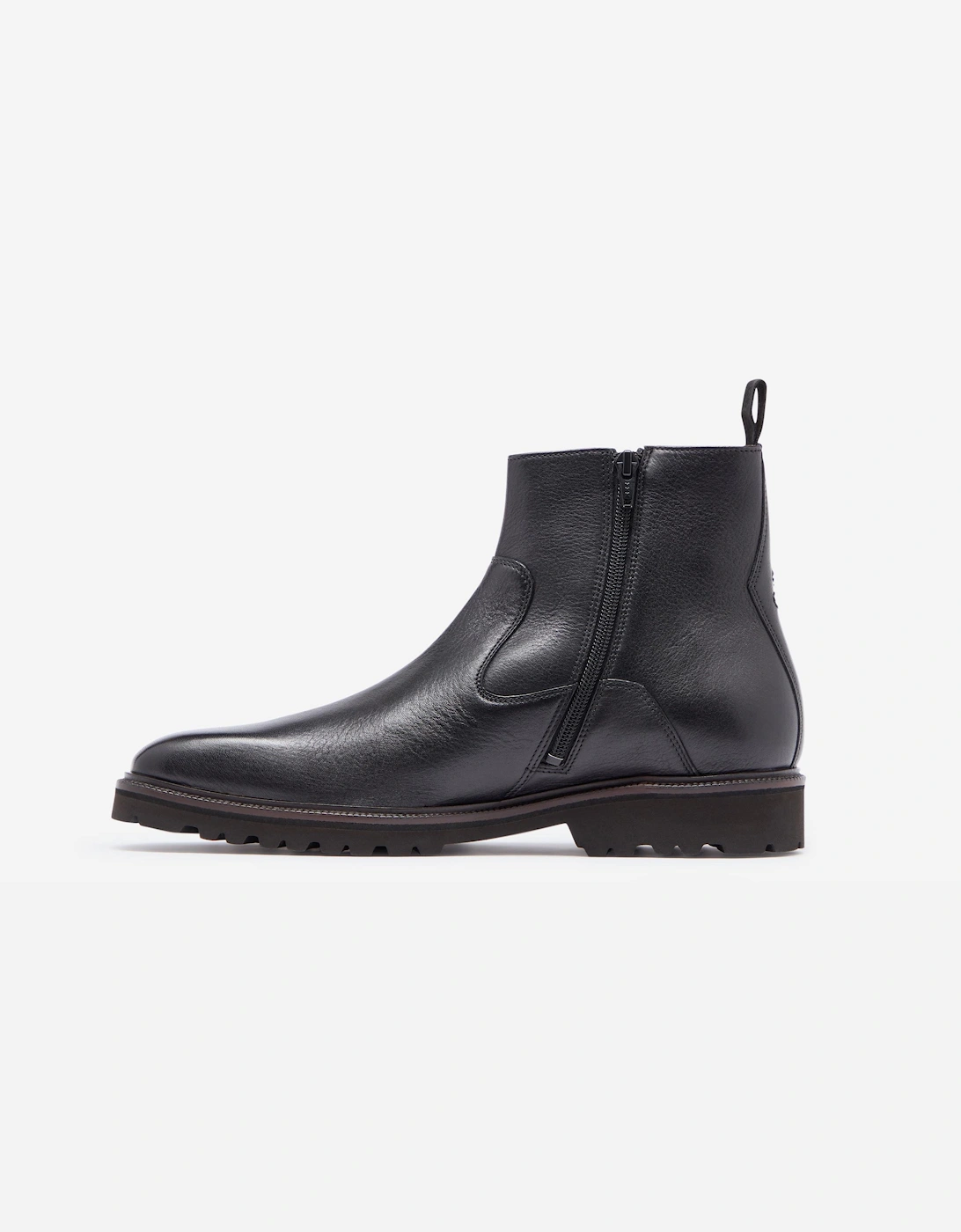 Swanley Mens Milled Calf Leather Zip Boots - Black