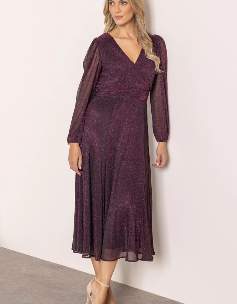 Lurex Plisse Midaxi Dress