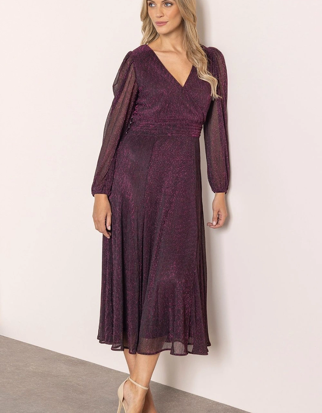 Lurex Plisse Midaxi Dress, 2 of 1
