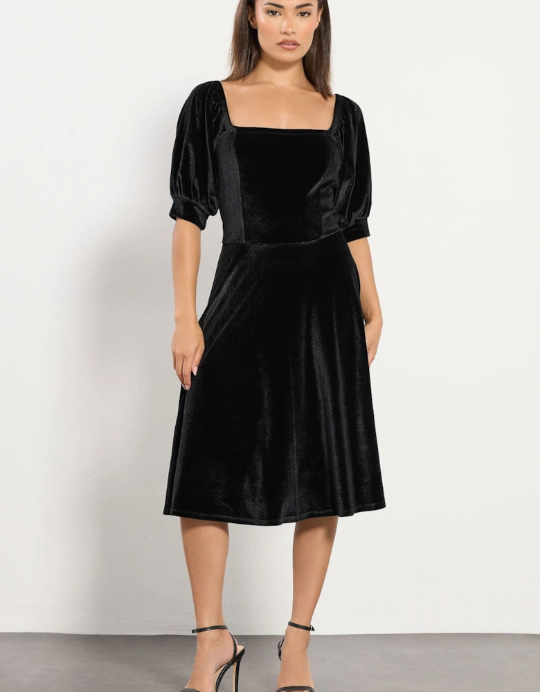 Petite Square Neck Velvet Dress