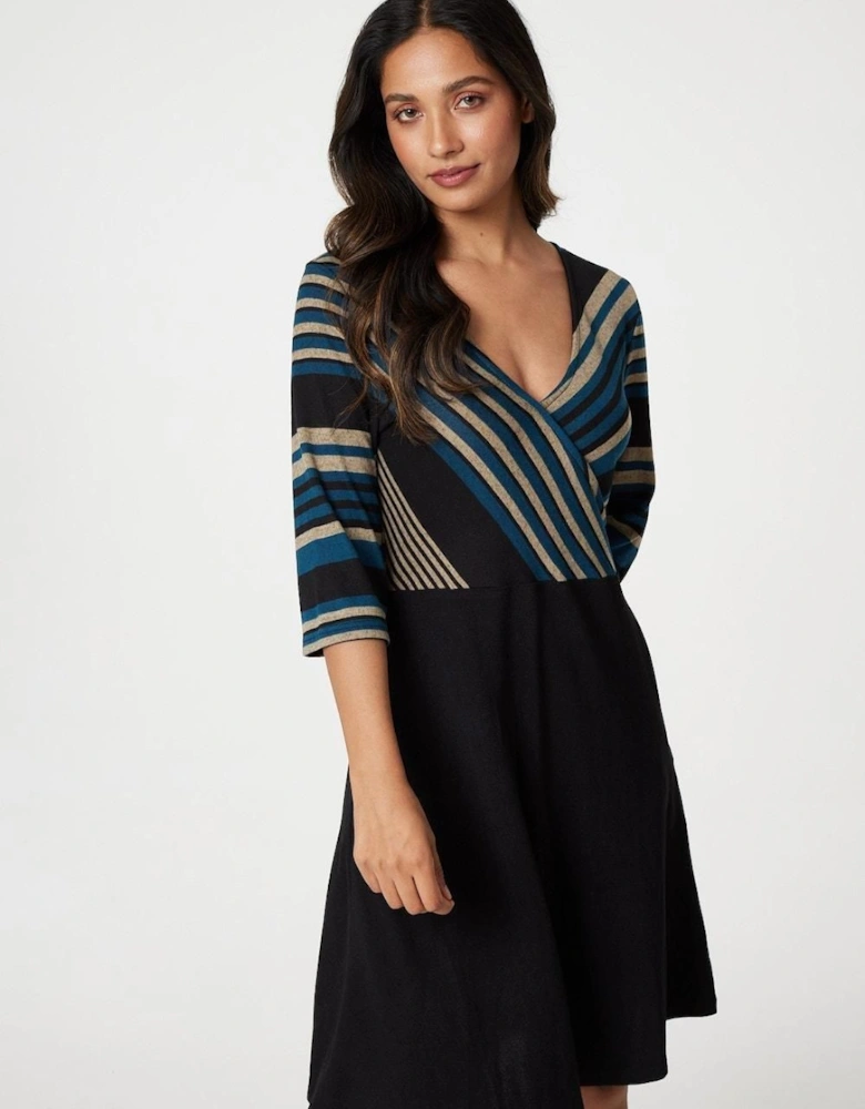Striped Colour Block Skater Dress