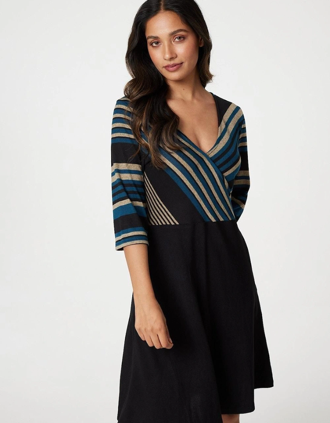 Striped Colour Block Skater Dress, 2 of 1