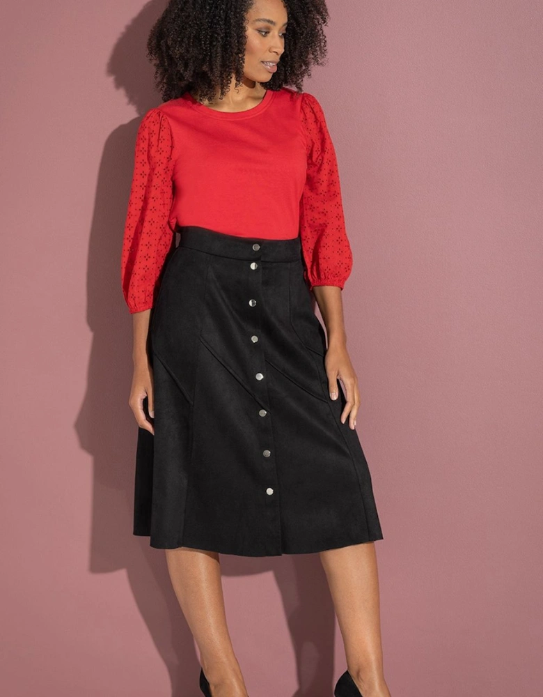 A-line Suedette Midi Skirt