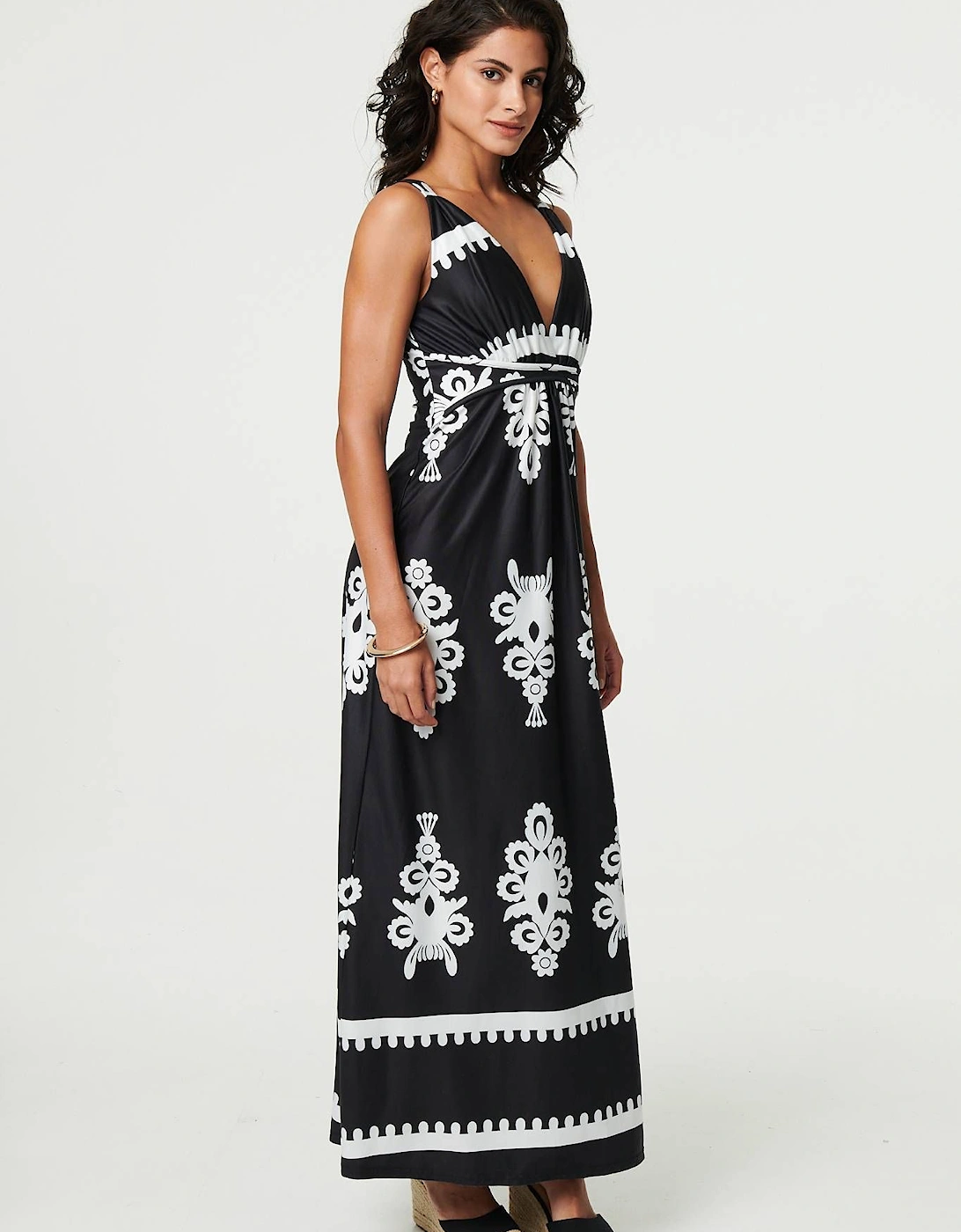 Ikat Print Sleeveless Empire Maxi Dress, 2 of 1