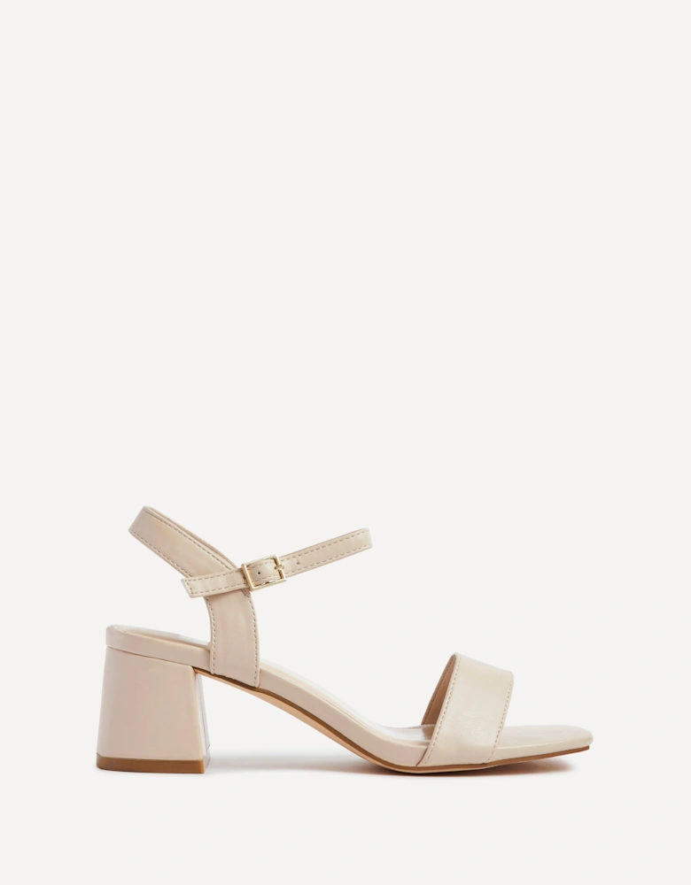 Darcie Nude Faux Leather Low Chunky Block Heeled Sandal