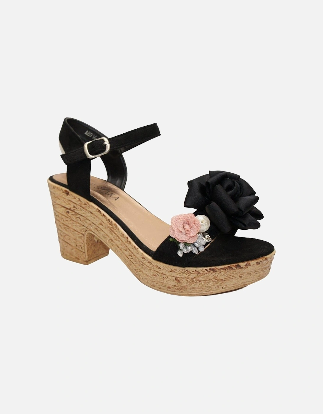 Floral and Pearl Espadrille Style Platform Wedge Party Sandals, 2 of 1