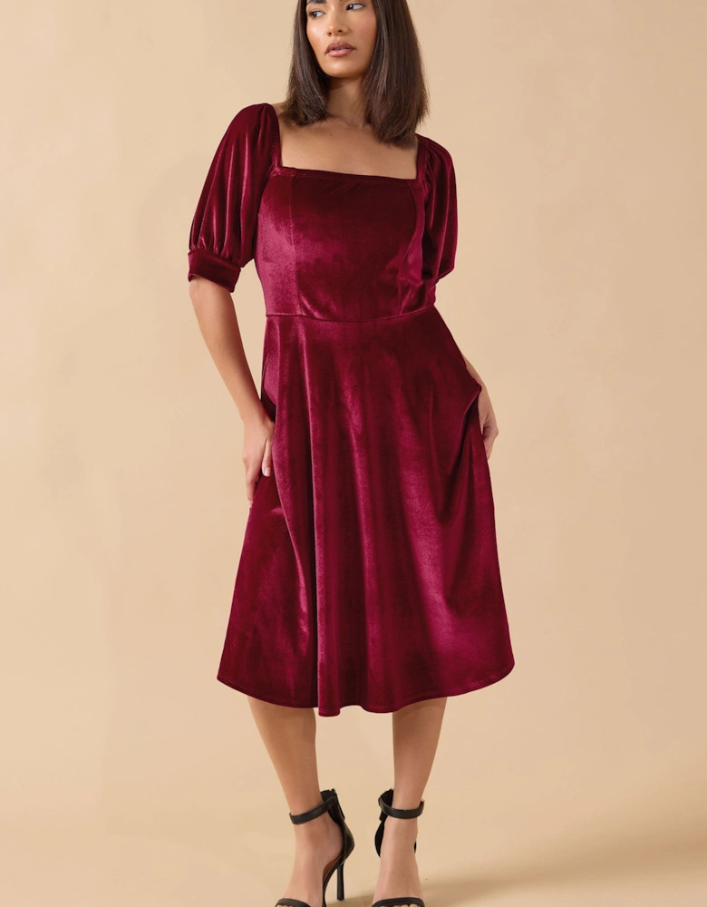 Petite Square Neck Velvet Dress