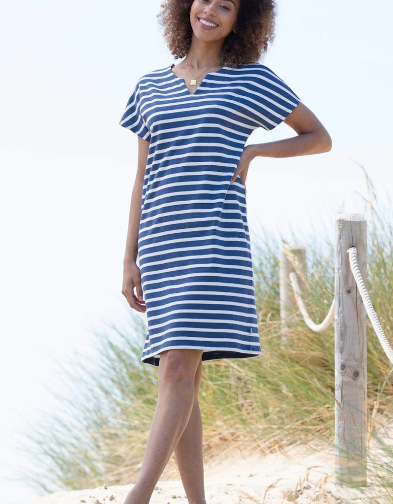 Alum Organic Cotton Jersey Dress Navy Stripe