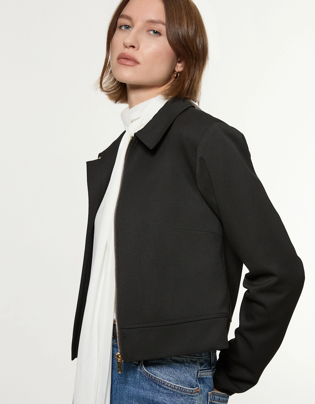 Technical Crepe Tailored  Metal Zip Detail Jacket, 2 of 1