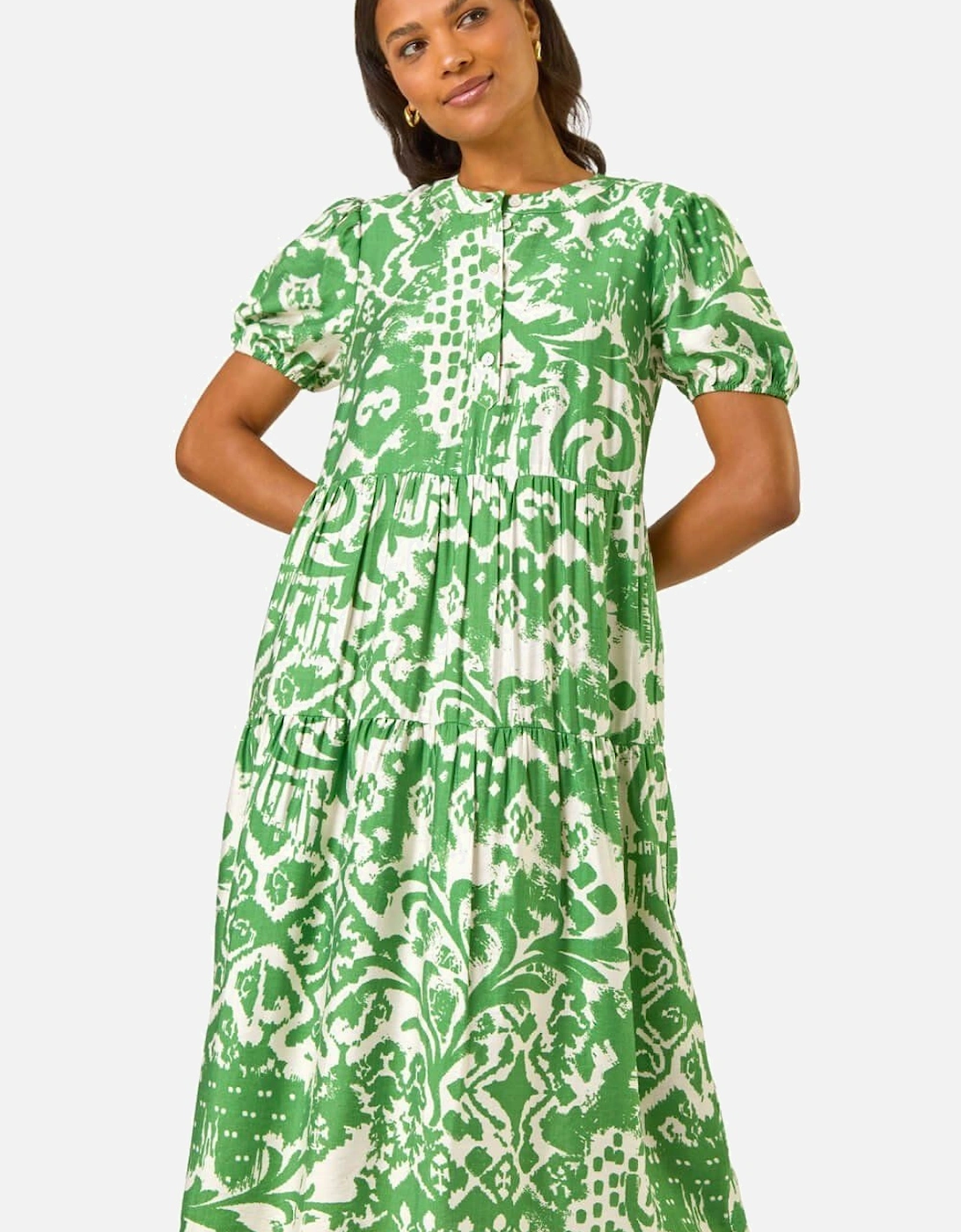 Abstract Print Midi Shirt Dress, 2 of 1