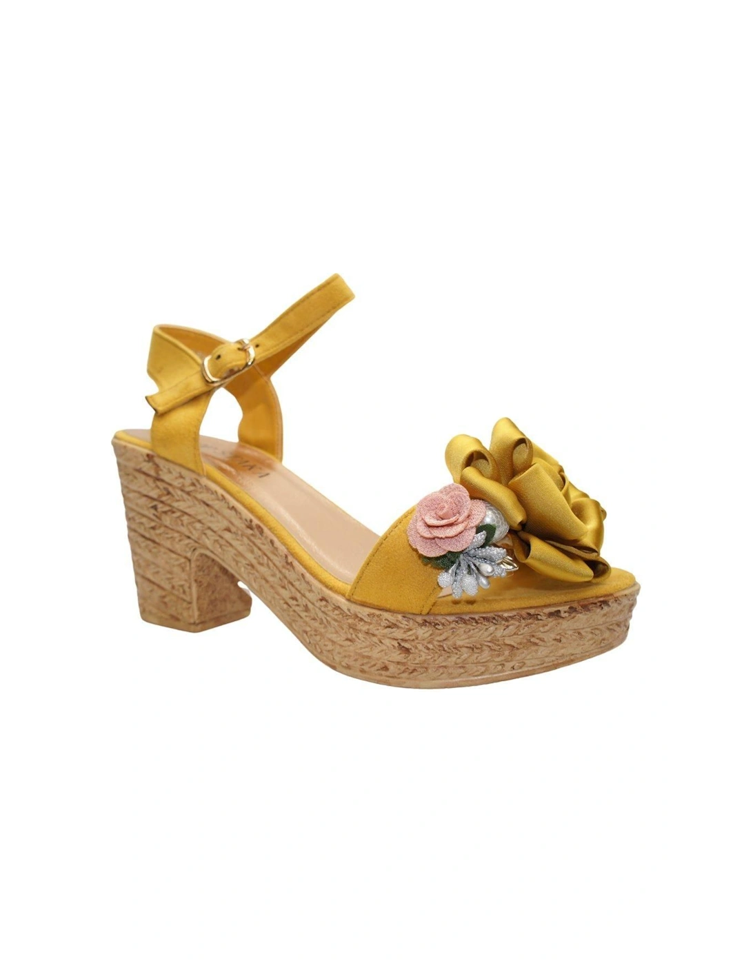 Floral and Pearl Espadrille Style Platform Wedge Party Sandals, 2 of 1