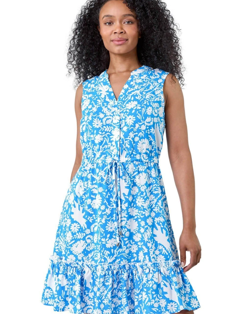 Petite Ditsy Floral Frill Hem Shirt Dress