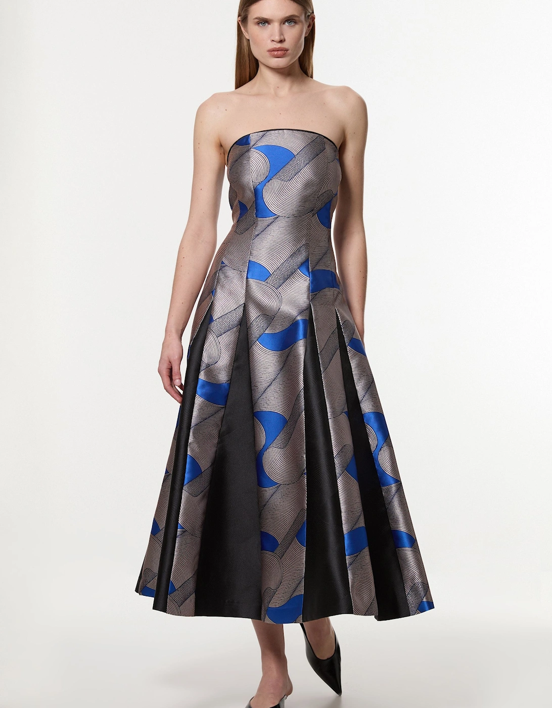 Amelia Graham Petite Printed Tailored Bandeau Prom Dress, 2 of 1