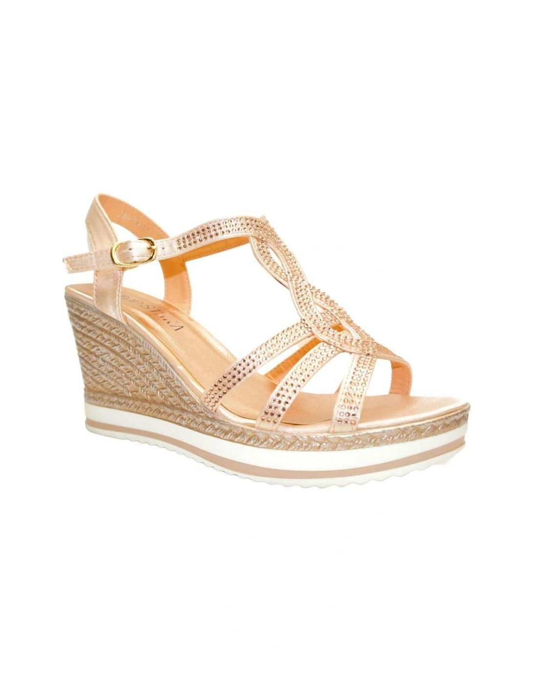 Crystal Sparkling Shine Espadrille Style Platform Wedge Sandals, 2 of 1